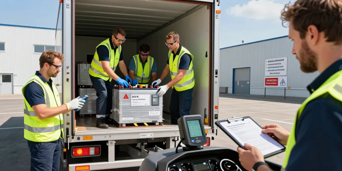 Batterie Transport in Dortmund mit ADR-zertifizierten Fahrern, die Lithiumbatterien sicher verladen.