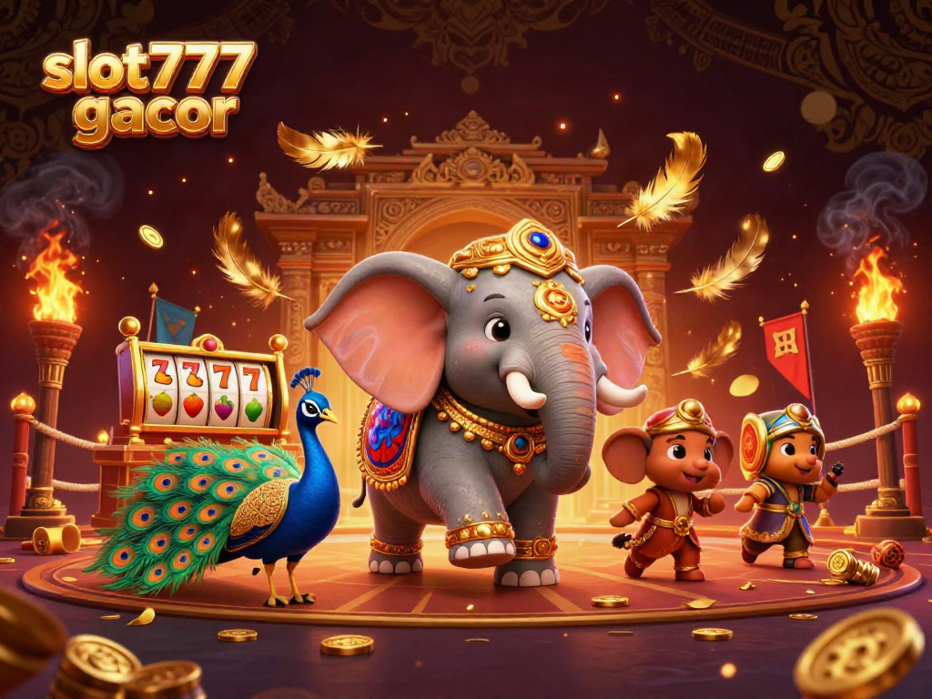 Experience the thrill of slot777 gacor with vibrant 3D cartoon characters in a festive casino setting.