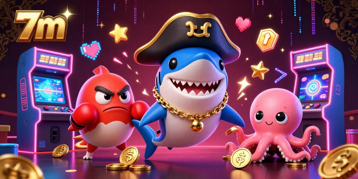 Engage in thrilling bets and scores at 7m with cartoon characters in a vibrant casino scene.