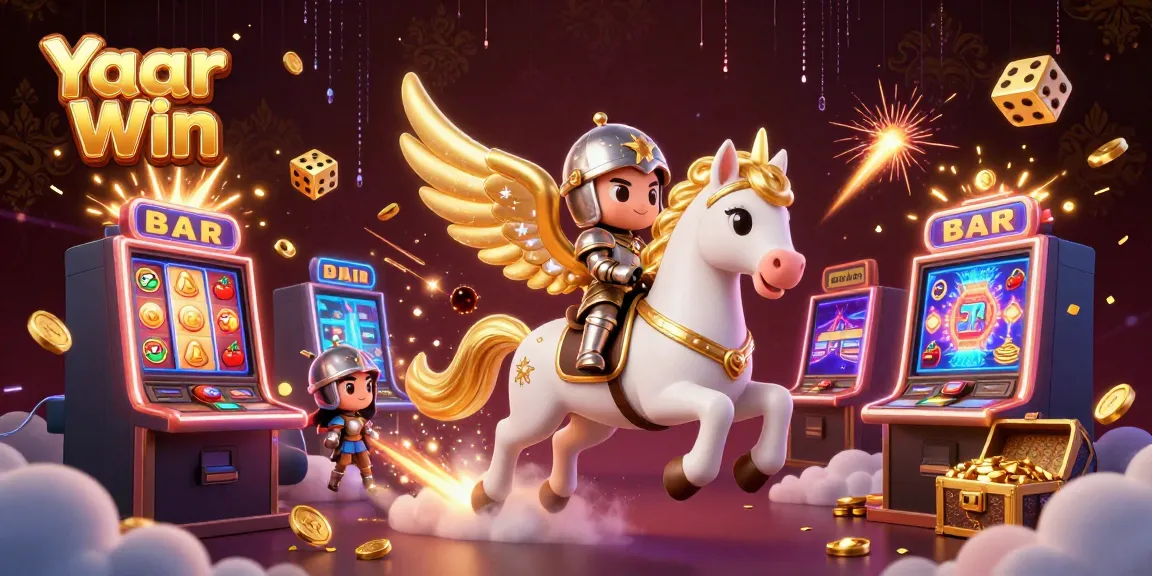 Experience thrilling moments with Yaar Win featuring a celestial horse, knight, and colorful casino elements.