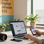 Engaging urban workspace showing an influencer analyzing Instagram metrics while preparing to buy cheap Instagram followers now for enhanced marketing.
