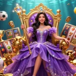 Experience the excitement of slot depo 5k with vibrant slot reels and golden scepter in an enchanting setting.