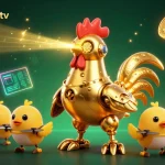 Engage with keonhacai5tv in an exciting crypto casino scene full of action and vibrant elements.