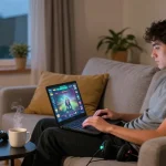 Gamer di rumah bermain BATIK88 dengan hadiah jutaan sambil menikmati suasana santai.
