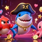 Engage in thrilling bets and scores at 7m with cartoon characters in a vibrant casino scene.