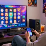 Exciting gaming environment featuring situs haha178 slot game on screen, user engaged in relaxing atmosphere.