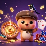 Experience GK88's dynamic world with cartoon Nessie, gold coins, and poker chips.