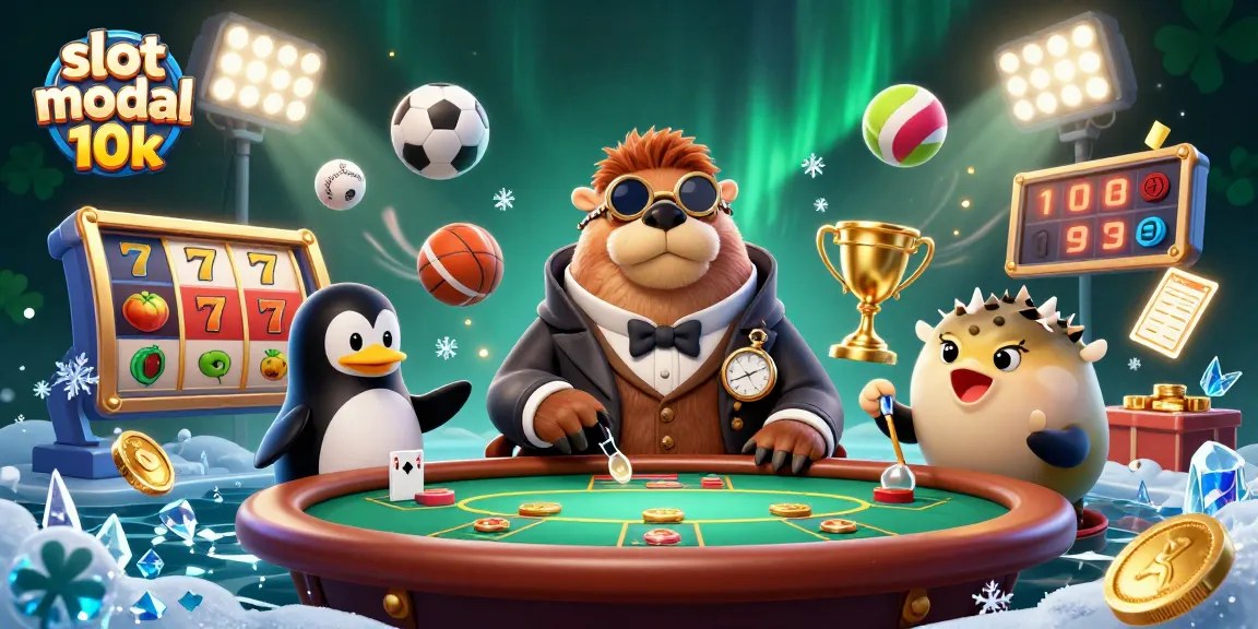 Experience high-stakes gaming with slot modal 10k at an underwater poker table featuring cartoon characters.