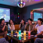Experience 강남가라오케 nightlife with friends enjoying a vibrant karaoke scene.