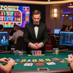 Baccarat Online live casino action with players and dealer in immersive virtual environment