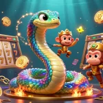 Permainan lotere dan slot di janda4d dengan karakter ceria dan efek tajam.