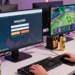 NAGA2000 secure iGaming login experience with vibrant gaming setup