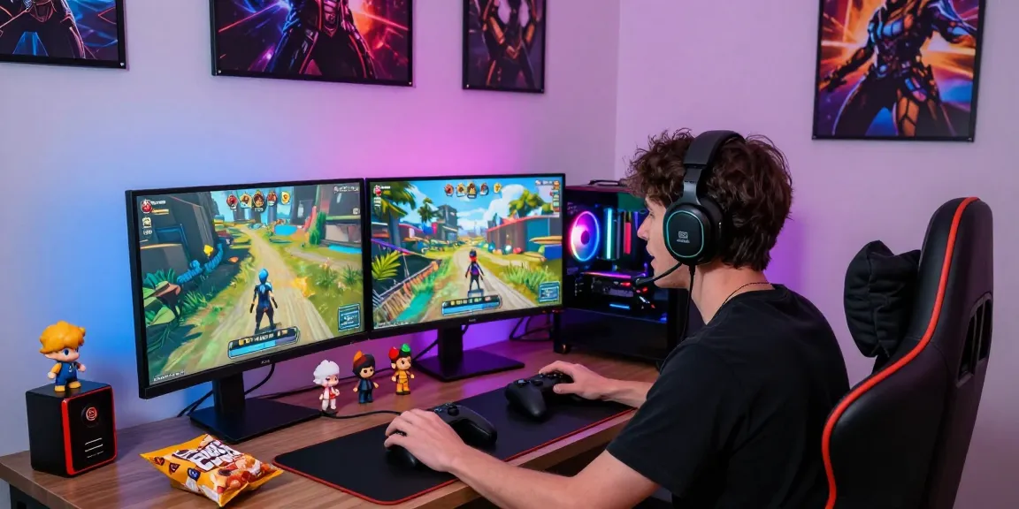 Pengalaman bermain di GOKIL33 dalam suasana gaming yang dinamis dan nyaman, menunjukkan perangkat gaming dan pencahayaan LED.