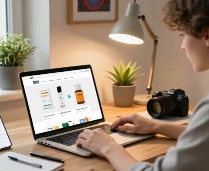 Can I Buy High Quality DMT In Europe? A person exploring DMT carts in a modern workspace with bright natural light and cozy decor.