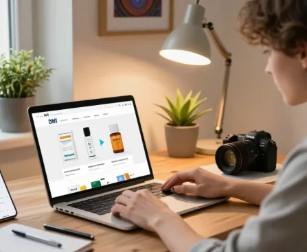 Can I Buy High Quality DMT In Europe? A person exploring DMT carts in a modern workspace with bright natural light and cozy decor.