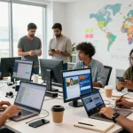Engaging newsroom environment at https://www.theindaily.com showcasing journalists collaborating on contemporary reporting.