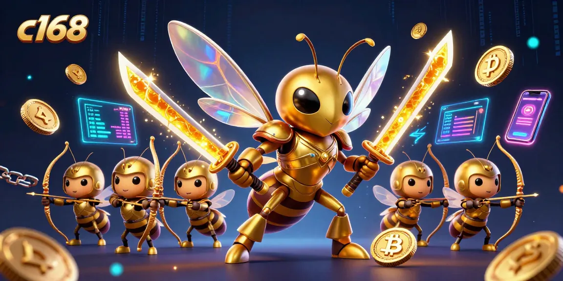 Engage in thrilling gameplay with c168 as the golden hornet leads bets on vibrant crypto-themed casino.