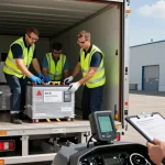 Batterie Transport in Dortmund mit ADR-zertifizierten Fahrern, die Lithiumbatterien sicher verladen.
