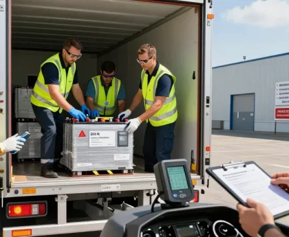 Batterie Transport in Dortmund mit ADR-zertifizierten Fahrern, die Lithiumbatterien sicher verladen.