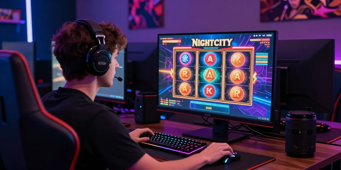 Enthralling Night City-themed slot gaming scene with player focused on vibrant online casino interface.