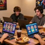 Pengguna rajareceh bermain game judi online dengan semangat di ruang santai modern.